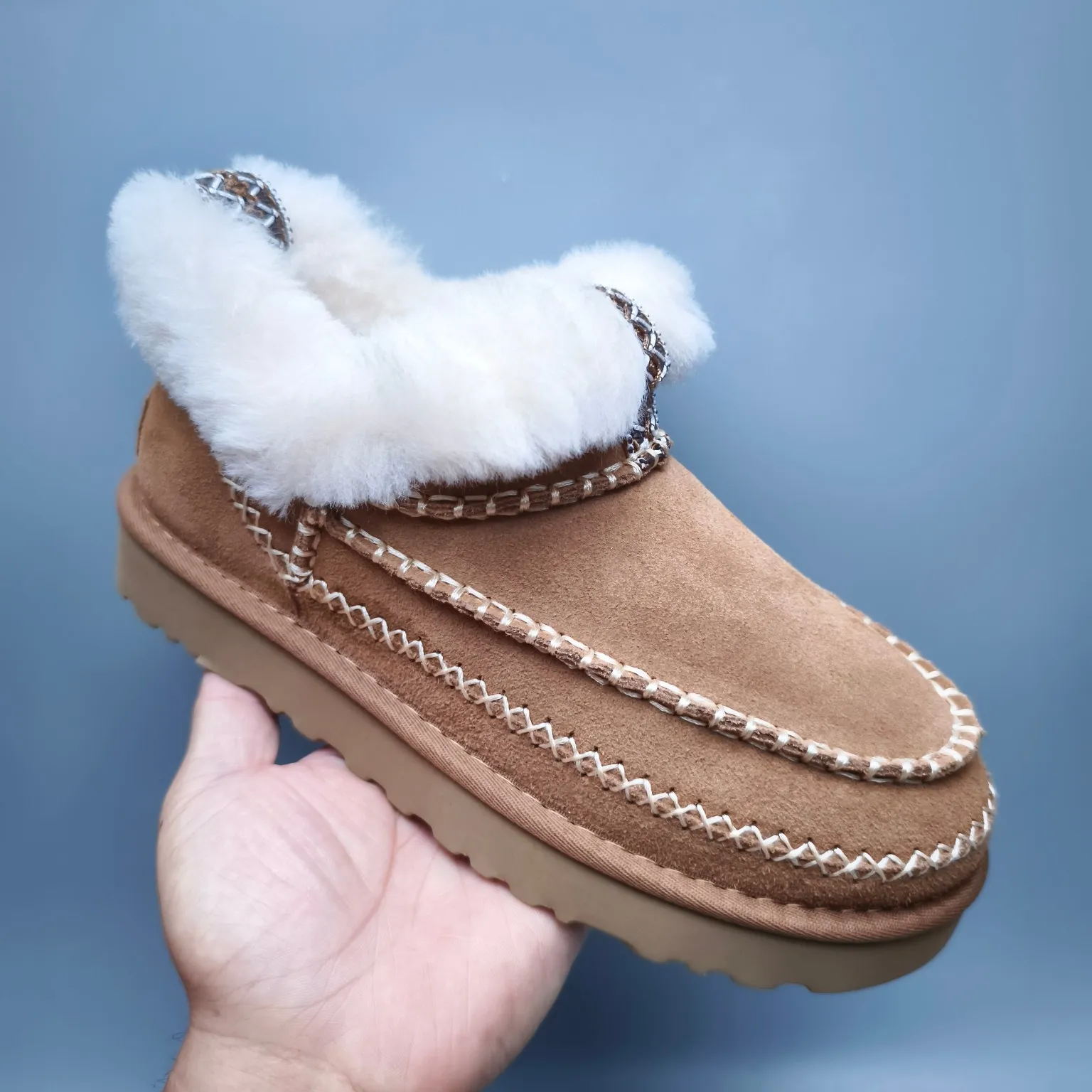 💰480 UGG sheepskin all-in-one snow boots for women 8224 suede trendy style Color: Maroon Antelope Brown Size: 35-40